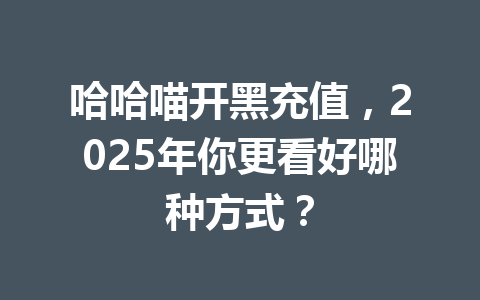 哈哈喵开黑充值,2025年你更看好哪种方式? 一