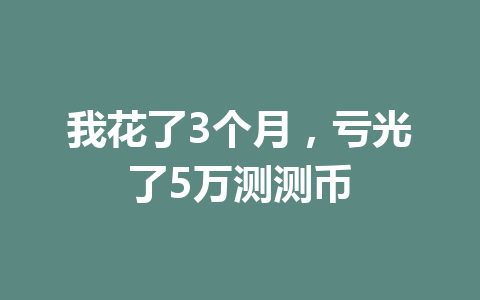 我花了3个月,亏光了5万测测币 一