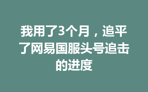 我用了3个月，追平了网易国服头号追击的进度 一