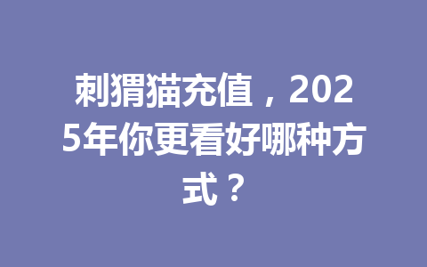 刺猬猫充值，2025年你更看好哪种方式？ 一