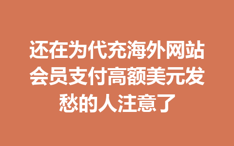 还在为代充海外网站会员支付高额美元发愁的人注意了 一