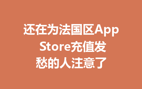 还在为法国区App Store充值发愁的人注意了 一