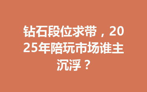 钻石段位求带,2025年陪玩市场谁主沉浮? 一