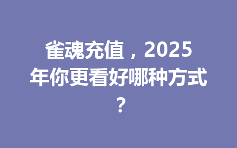 雀魂充值,2025年你更看好哪种方式? 一