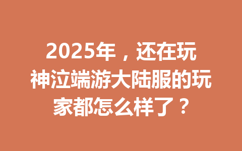 2025年，还在玩神泣端游大陆服的玩家都怎么样了？ 一