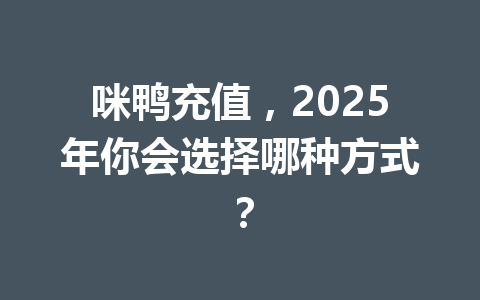 咪鸭充值,2025年你会选择哪种方式? 一