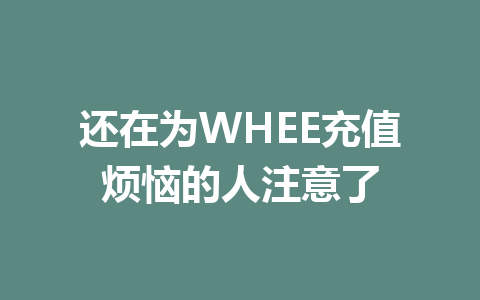 还在为WHEE充值烦恼的人注意了 一