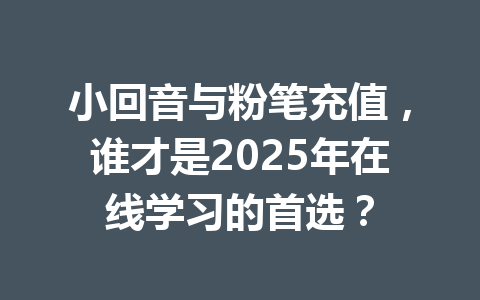 小回音与粉笔充值，谁才是2025年在线学习的首选？ 一