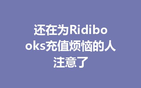 还在为Ridibooks充值烦恼的人注意了 一