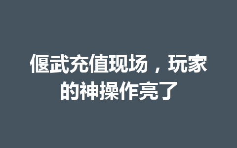 偃武充值现场,玩家的神操作亮了 一