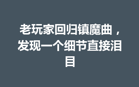 老玩家回归镇魔曲,发现一个细节直接泪目 一