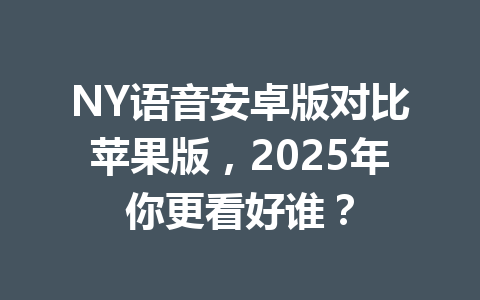 NY语音安卓版对比苹果版，2025年你更看好谁？ 一