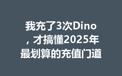我充了3次Dino,才搞懂2025年最划算的充值门道 一