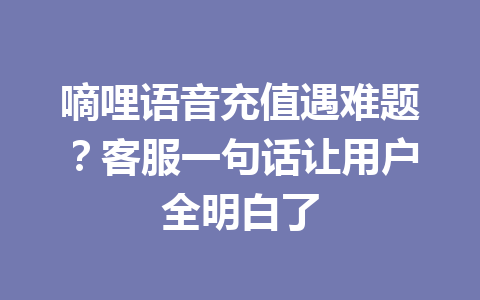 嘀哩语音充值遇难题?客服一句话让用户全明白了 一