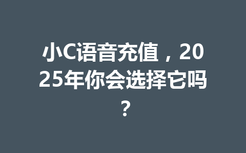 小C语音充值,2025年你会选择它吗? 一