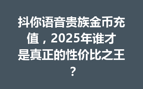抖你语音贵族金币充值,2025年谁才是真正的性价比之王? 一