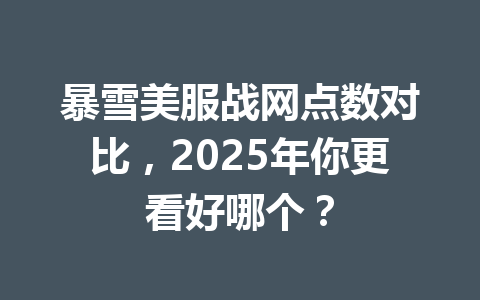 暴雪美服战网点数对比,2025年你更看好哪个? 一