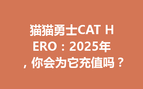 猫猫勇士CAT HERO:2025年,你会为它充值吗? 一