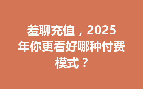 羞聊充值，2025年你更看好哪种付费模式？ 一
