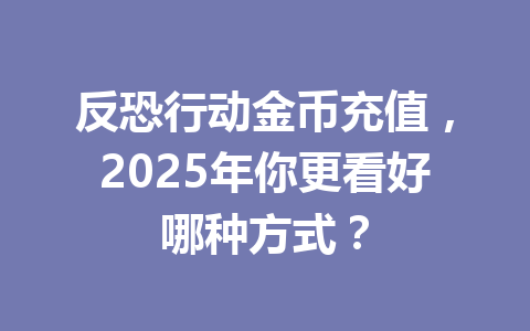 反恐行动金币充值，2025年你更看好哪种方式？ 一