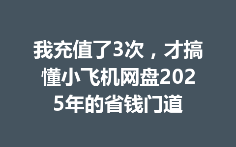 我充值了3次，才搞懂小飞机网盘2025年的省钱门道 一