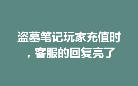 盗墓笔记玩家充值时，客服的回复亮了 一