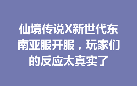 仙境传说X新世代东南亚服开服，玩家们的反应太真实了 一