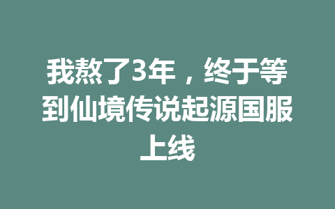 我熬了3年，终于等到仙境传说起源国服上线 一