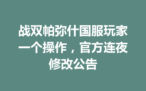 战双帕弥什国服玩家一个操作,官方连夜修改公告 一
