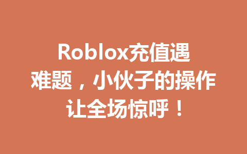 Roblox充值遇难题,小伙子的操作让全场惊呼! 一