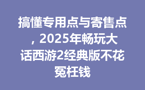 搞懂专用点与寄售点,2025年畅玩大话西游2经典版不花冤枉钱 一
