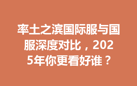 率土之滨国际服与国服深度对比，2025年你更看好谁？ 一