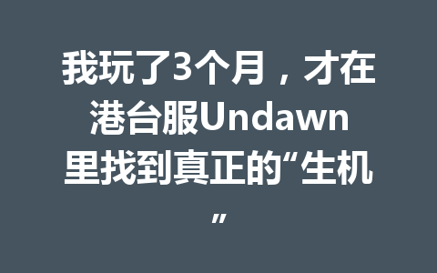 我玩了3个月,才在港台服Undawn里找到真正的“生机” 一