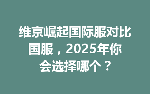 维京崛起国际服对比国服，2025年你会选择哪个？ 一
