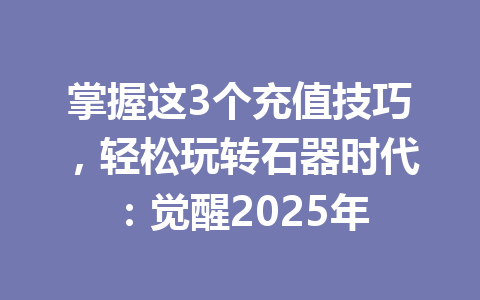 掌握这3个充值技巧，轻松玩转石器时代：觉醒2025年 一