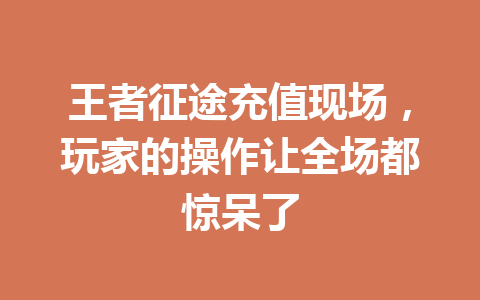 王者征途充值现场，玩家的操作让全场都惊呆了 一