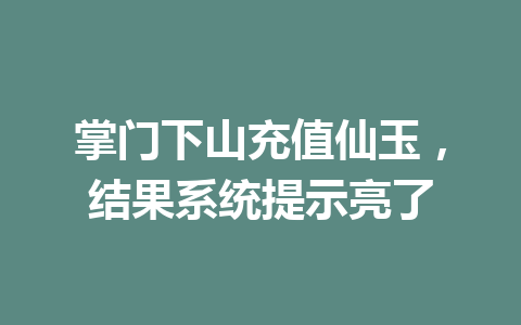 掌门下山充值仙玉,结果系统提示亮了 一